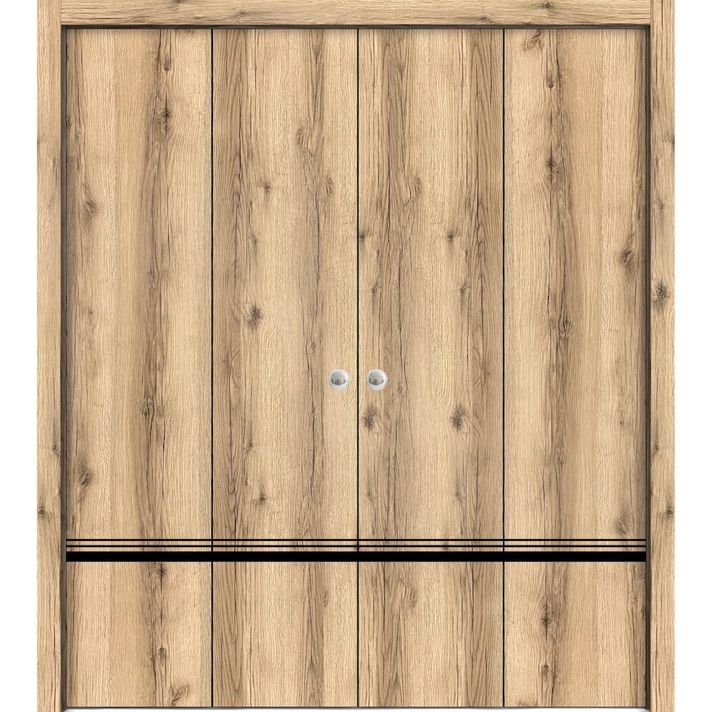Double Bi-fold Doors Planum 0012 Oak with Sturdy Tracks
