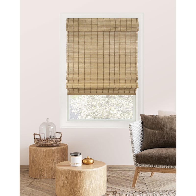 Chicology Light Filtering Cordless Natural Woven Bamboo Window Shade - 29"W X 64"H - Deer