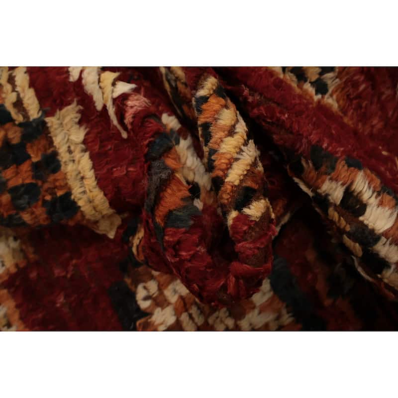 Hand Knotted Oriental 100% Wool Carpet Modern Tribal Red Moroccan Area Rug - 7' 6'' X 5' 11''