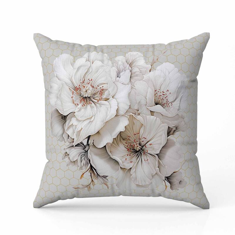 Magnolia Majesty Indoor/Outdoor Reversible Throw Pillow Off and White