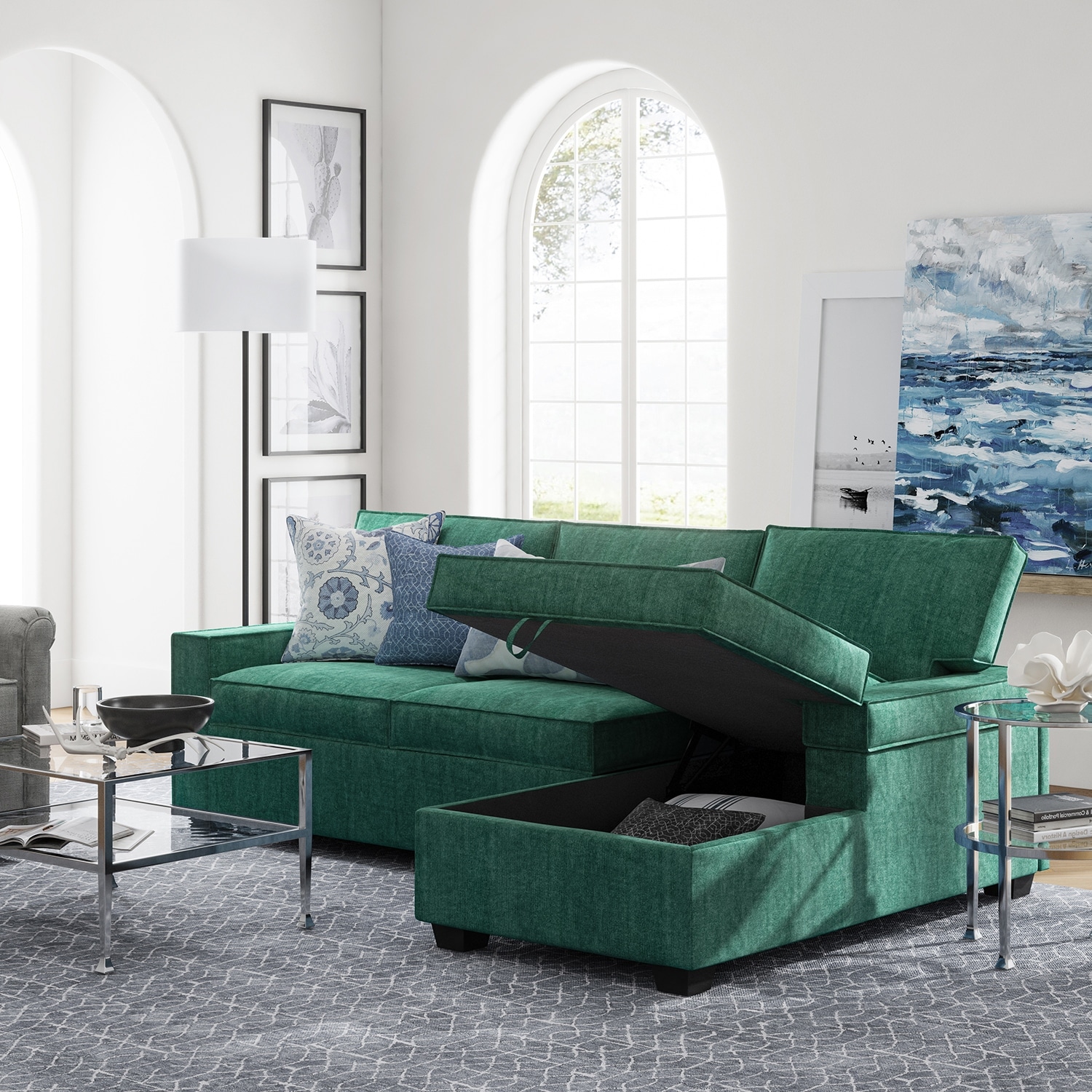 Giul Comfortable Pull Out Sleeper Sectional Curved Sofa Bed with