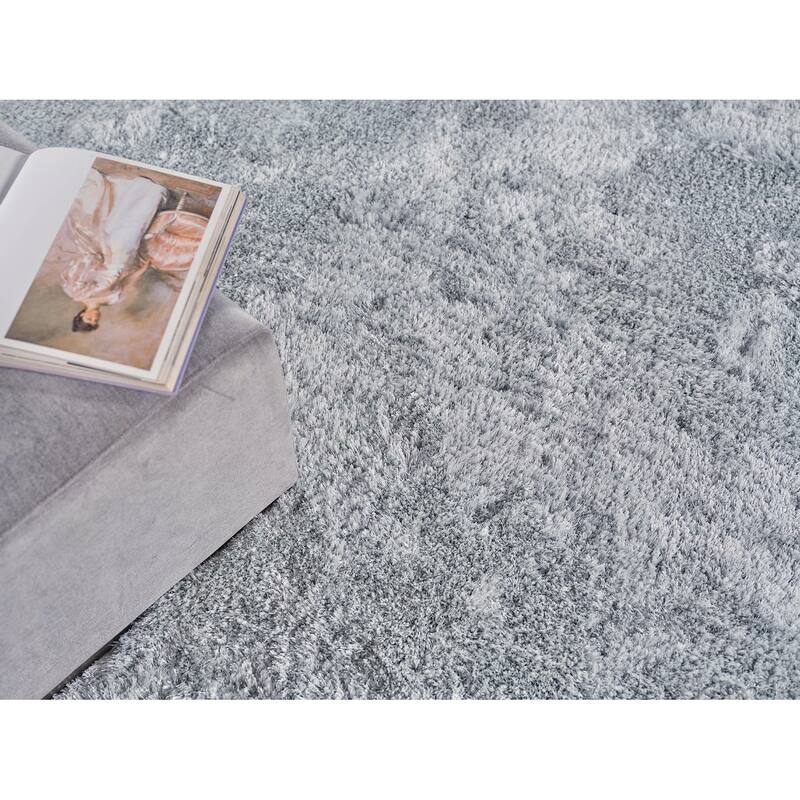 Exquisite Rugs Sumo Shag Handmade Handloomed Polyester/Microfiber Light Blue Area Rug