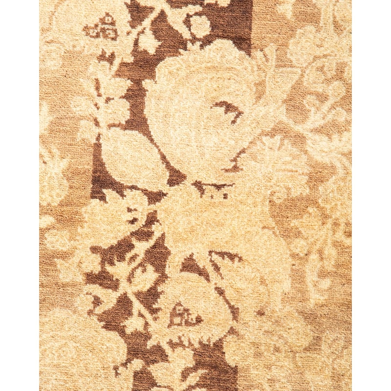 Overton Handknotted Wool Traditional Abstract Brown Runner