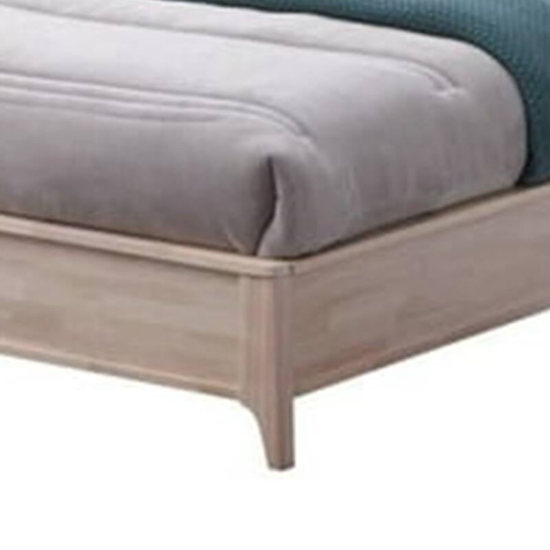 Vasu Full Size Bed, Reeded Headboard, Whitewash Solid Rubberwood