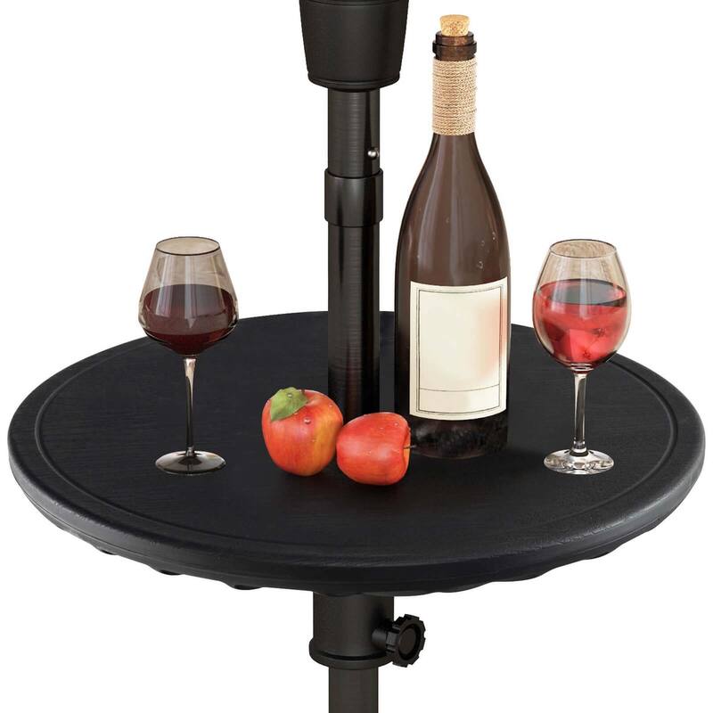 20" Outdoor Umbrella Table Side Table with 1.5" Umbrella Hole - Black