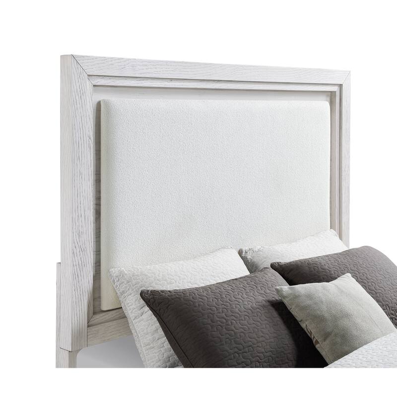 Marielle Upholstered Panel Bed Distressed White