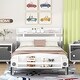 preview thumbnail 20 of 34, Car-Shaped Platform Bed Pine Wood Platform Bed with Headboard and Footboard Storage Shelves for Girls, Boys Bedroom