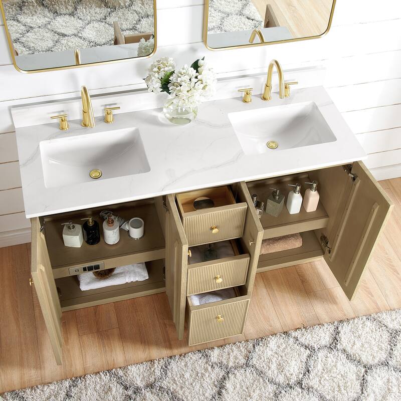 Oza Bath Vanity with Quartz Stone Top and Mirror