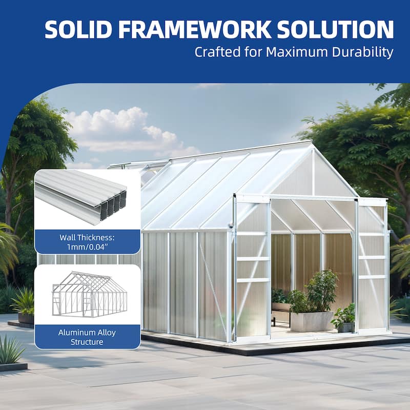 Moasis 8'/10' X 10'/12' Walk-in Hobby Greenhouse