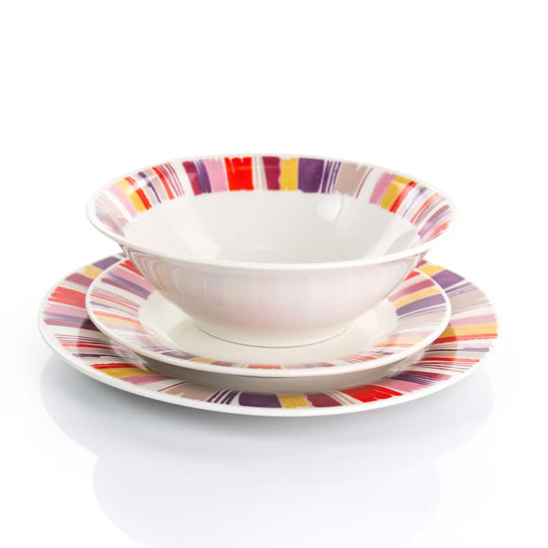 12 Piece Ceramic Dinnerware Set Multi Color
