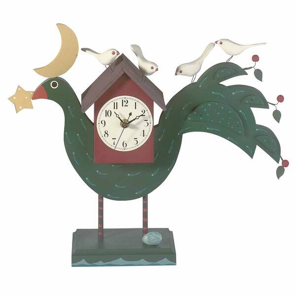 slide 2 of 3, Decorative Desk Clock Green Wood Bird Clock Renovators Supply