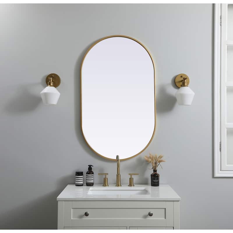 Indigo Home Metal Frame Oval Mirror 24x40 Inch