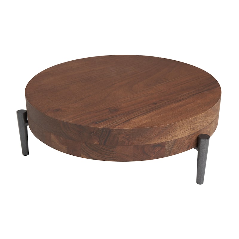 Mango Wood Living Room Decor Tray with Black Metal Legs - Cream or Brown - Roche River Decor - Brown