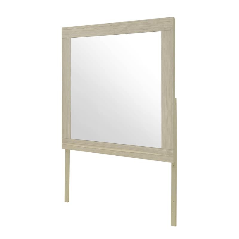 HomeRoots 35" Natural Wood Square Frame Mounted Dresser Mirror - 35.43 in. x 35.43 in. x 1.77 in.