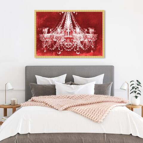 Oliver Gal 'Dramatic Entrance Red Velvet' Fashion and Glam Wall Art Framed Print Chandeliers - Red, White