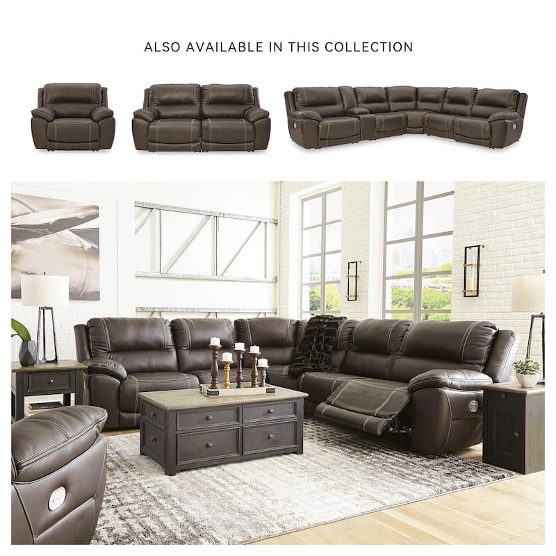 Signature Design by Ashley Dunleith Brown Leather Power Zero Wall Recliner