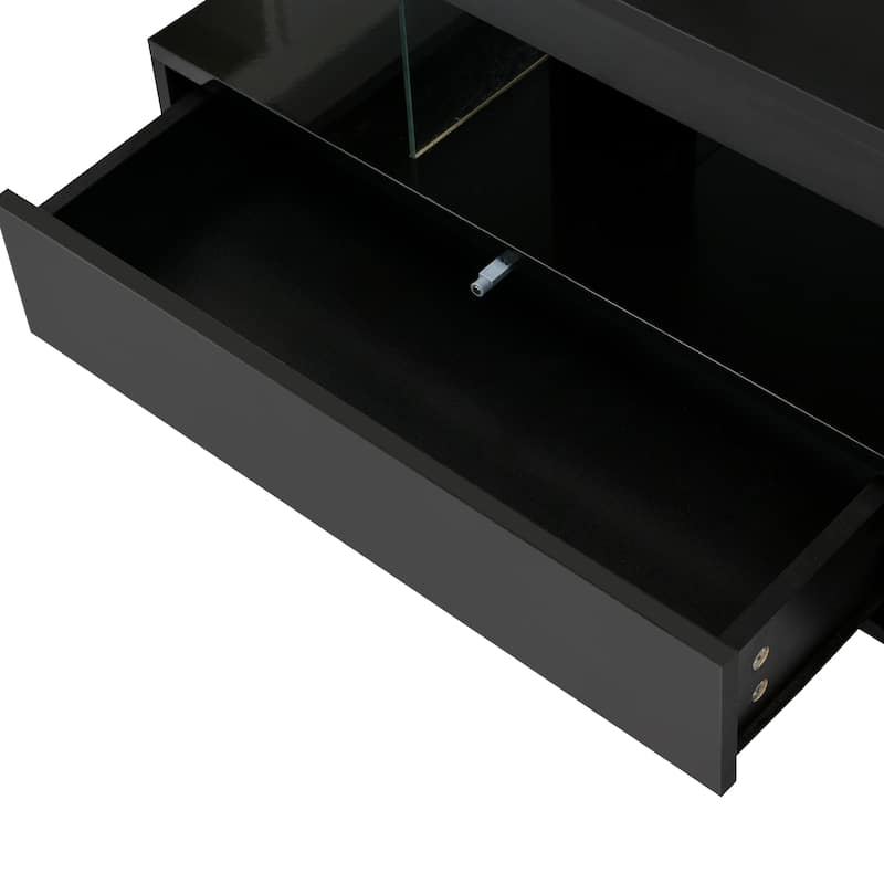 LED Coffee Table with Storage - Black