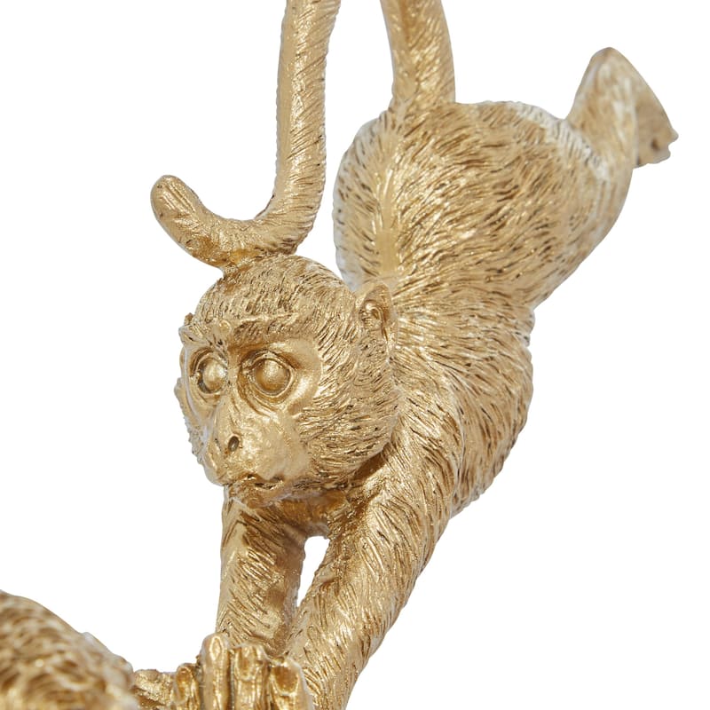 Polystone Monkey Decorative Sculpture - Gold - Roche River Decor