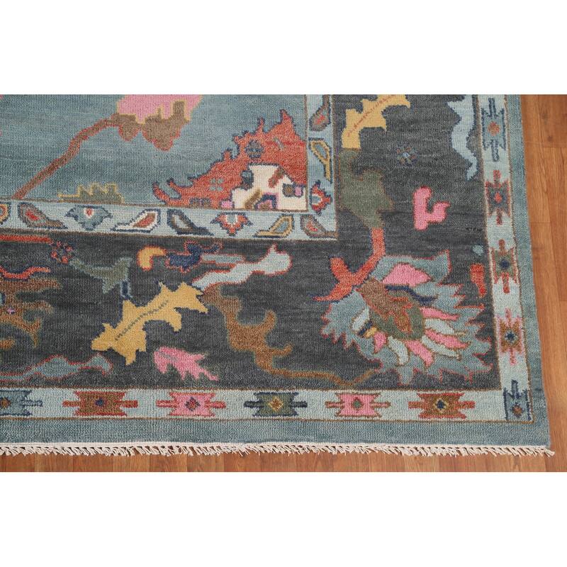 Floral Oushak Indian Area Rug Handmade Wool Carpet - 9'3"x 11'11"