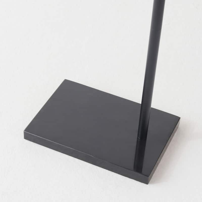 Brightech Leo 72 in. Classic Black Mid-Century Modern Height Adjustable LED Floor Lamp with White Fabric Drum Shade