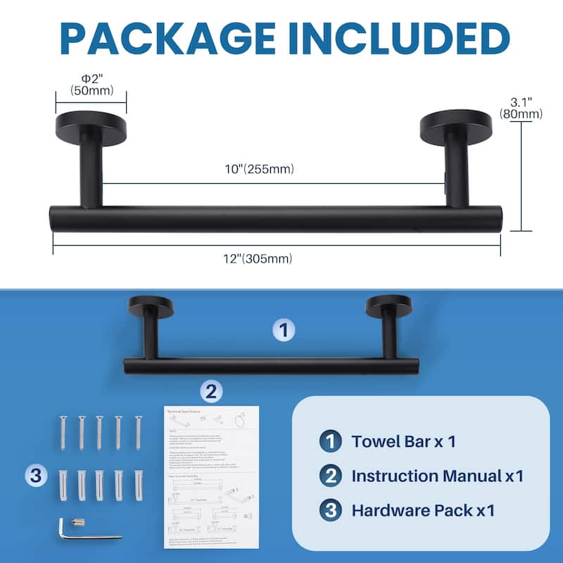 WOWOW Mutiple Length Wall Mounted Stainless Steel Towel Bar