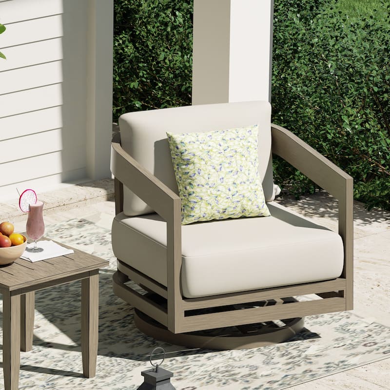 Patio Aluminum Sofa Set With Olefin Cushions - Swivel Chair