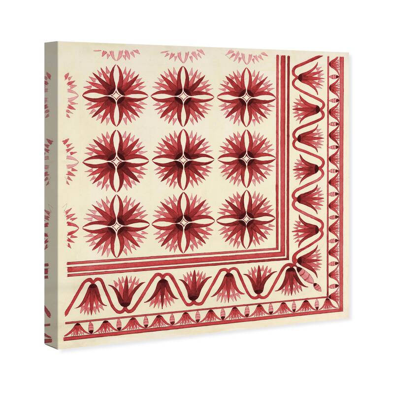 Wynwood Studio Canvas Abstract Floor Covering Red White and Cream White Traditional Wall Art Canvas Print