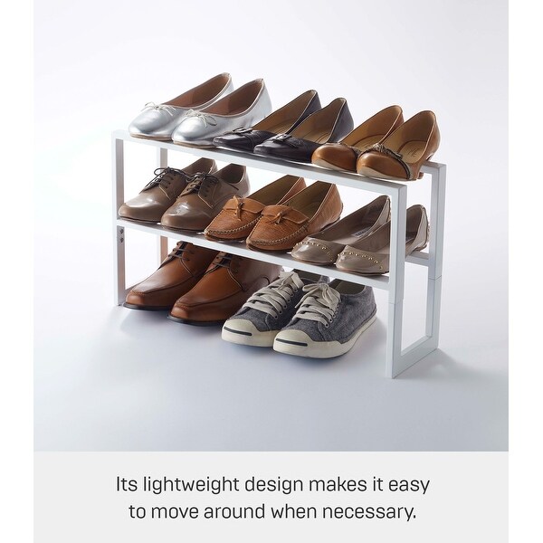 Yamazaki Home Expandable Shoe Rack - Two Sizes, Steel, Double