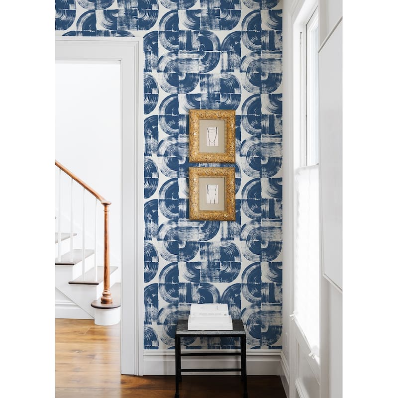 A-Street Prints Giulietta Blue Painterly Geometric Wallpaper