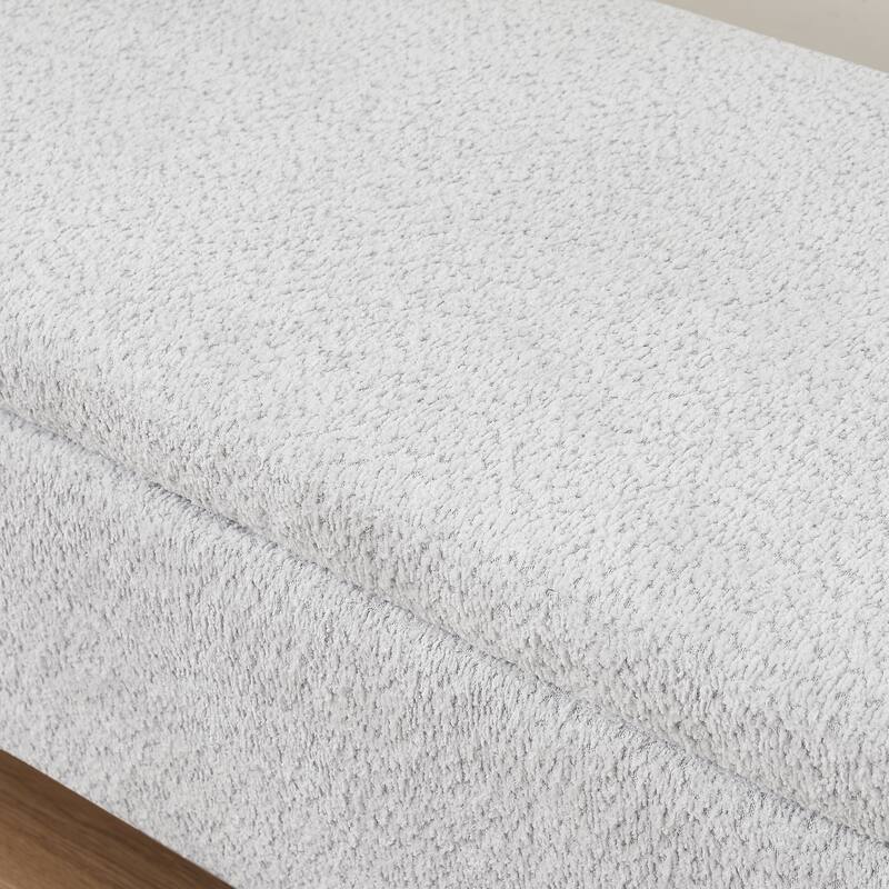 3D Lamb Fleece Fabric Storage Bench with Arc-shaped Sides