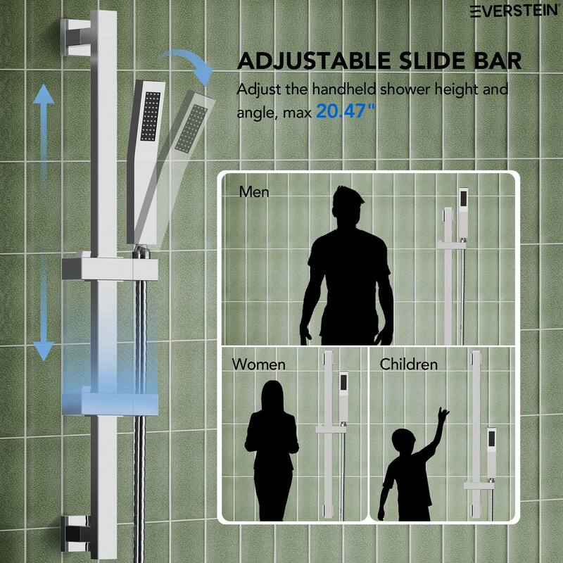 Slide Bar High-Pressure Balancing Shower System 10" Rainfall Shower Head with Handheld Shower