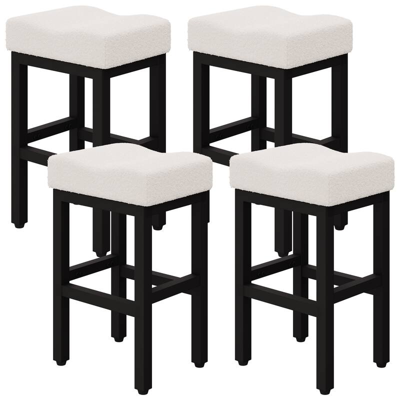 XINMICS Bar Stools, 27 Inches Modern Counter Height Bar Stools, Metal Legs Backless Upholstered Saddle Stool Chair