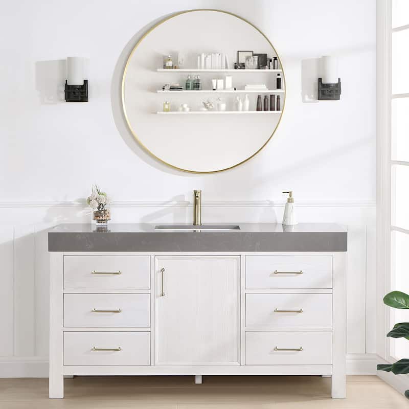 Leon 60 in. Single Bathroom Vanity with Composite Stone Top