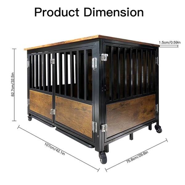 Image showcasing Dog Crate With Door Lock and Double Doors Indoor Use - Bed Bath ...