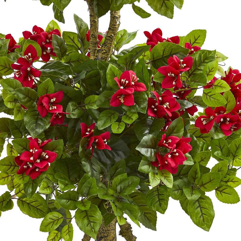 Artificial Topiary Tree 4ft Double Topiary Indoor Outdoor Accent Decor - Red
