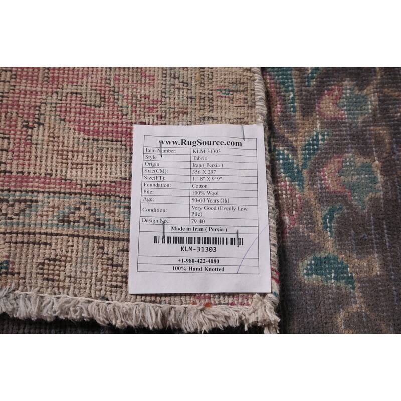 Tabriz Persian Vintage Rug Hand-Knotted Wool Carpet - 9'9"x 11'8"