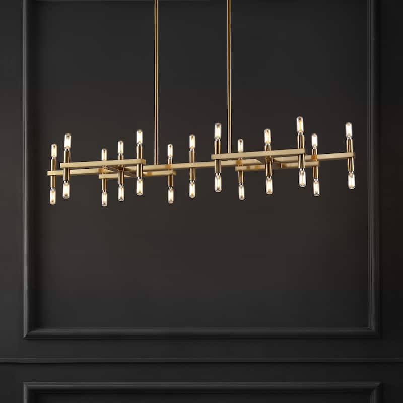 SAFAVIEH Couture Melanie 56" Metal Chandelier - 50" W x 16" D x 56" H - Gold