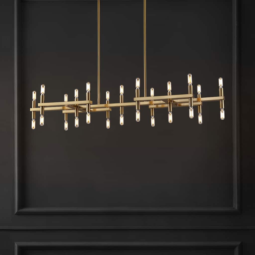 SAFAVIEH Couture Melanie 56" Metal Chandelier - 50" W x 16" D x 56" H - Gold