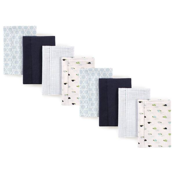 slide 1 of 1, Luvable Friends Boys Cotton Poly Flannel Burp Cloths 8-Pack, Turtle, One Size - Turtle 8-Pack - One Size