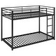 preview thumbnail 7 of 11, Black Twin over Twin Size Metal Low Bunk Bed with Ladder & Fence