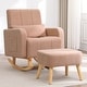 preview thumbnail 13 of 46, HOMYKA 27.95” Rocking Chair, Teddy Velvet Fabric with Pillow and Ottoman