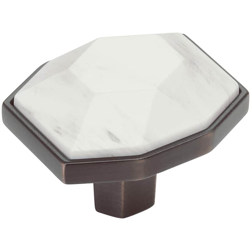 Amerock BP36638 Carrione 1-3/8" Geometric Cabinet Knob - Marble White / Oil Rubbed Bronze