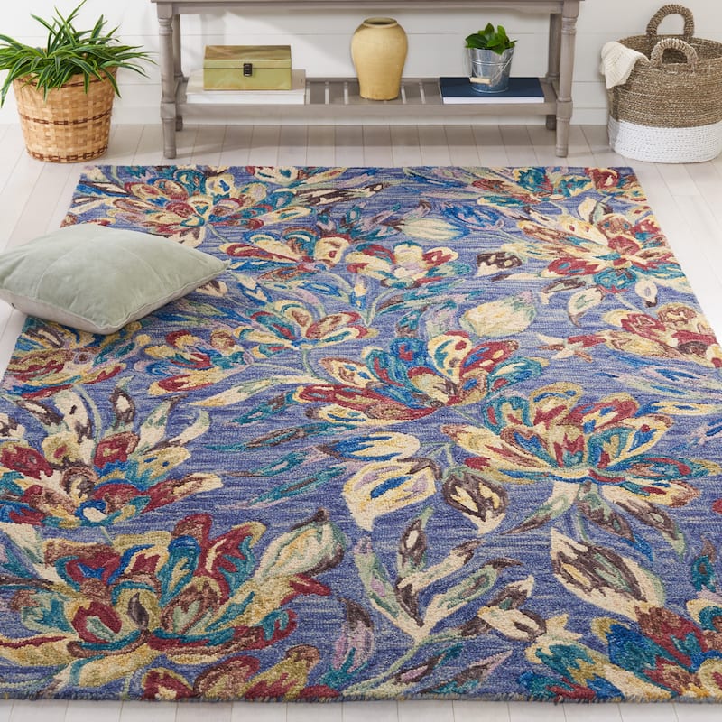 SAFAVIEH Handmade Blossom Deliana French Country Floral Wool Rug - 8' x 10' - Blue/Violet