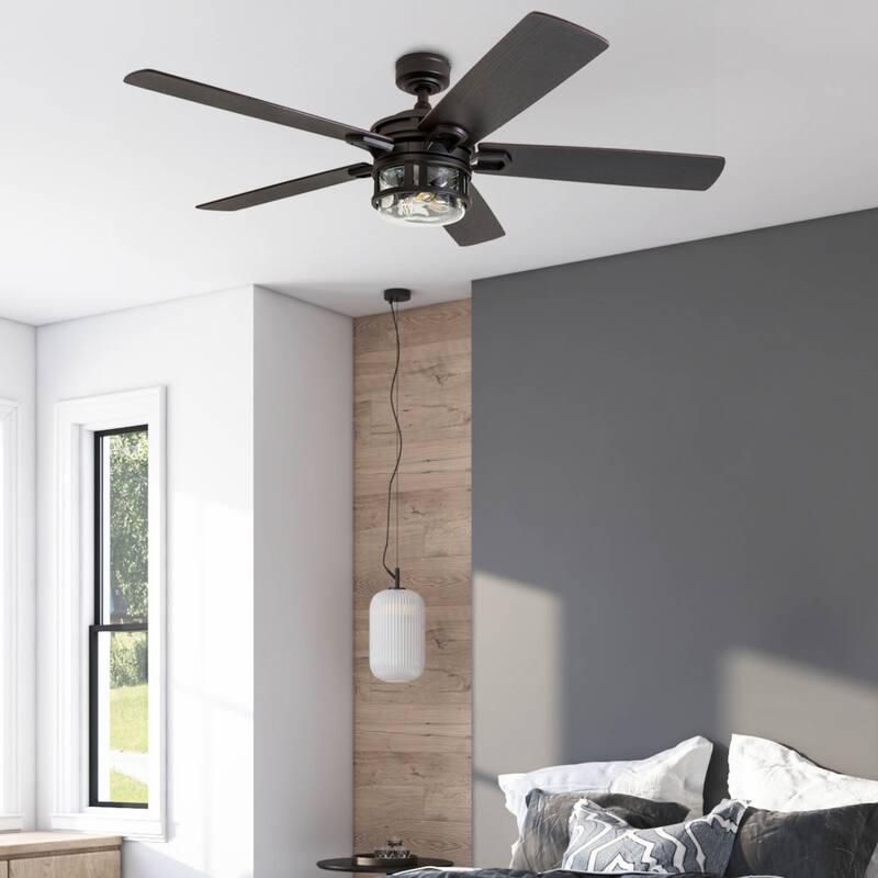 Honeywell Bonterra Rustic Farmhouse Black Ceiling Fan with LED Light & Remote Control - 52-inch