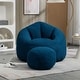 preview thumbnail 2 of 37, Microfiber Upholstered High Density Memory Foam Round Lazy Bean Bag Sofa Chair with Ottoman Blue