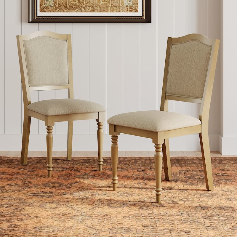 Dining Chair with Upholstered Back, Farmhouse Wood Kitchen Chairs, Oak - 2-Piece