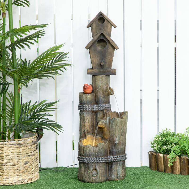 Outsunny Outdoor Fountain with Birdhouse