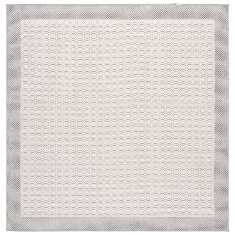 SAFAVIEH Veranda Hariette Washable Indoor/Outdoor Rug - Weather Resistant & Easy Cleaning - 6'7" Square - Ivory/Grey