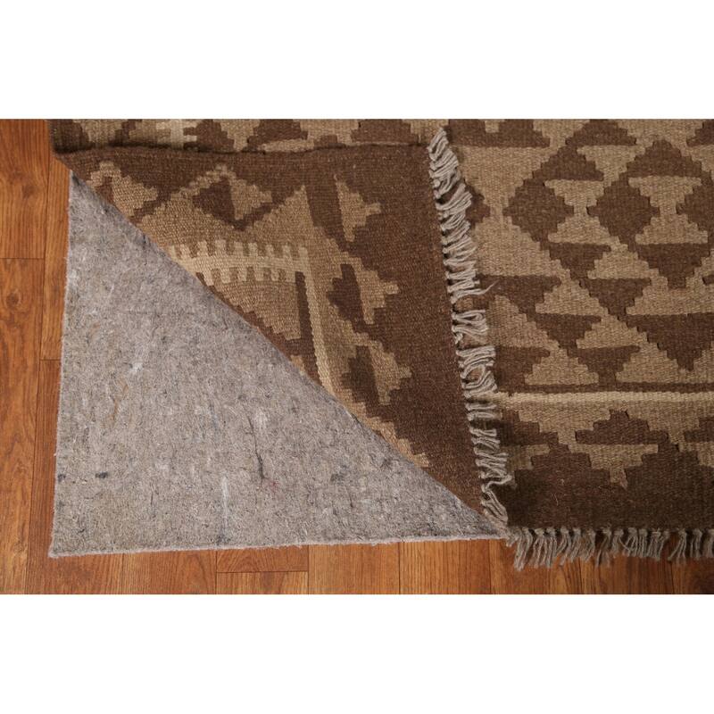 Tribal Geometric Kilim Area Rug Flat-weave Oriental Wool Carpet - 4'10" x 6'8"
