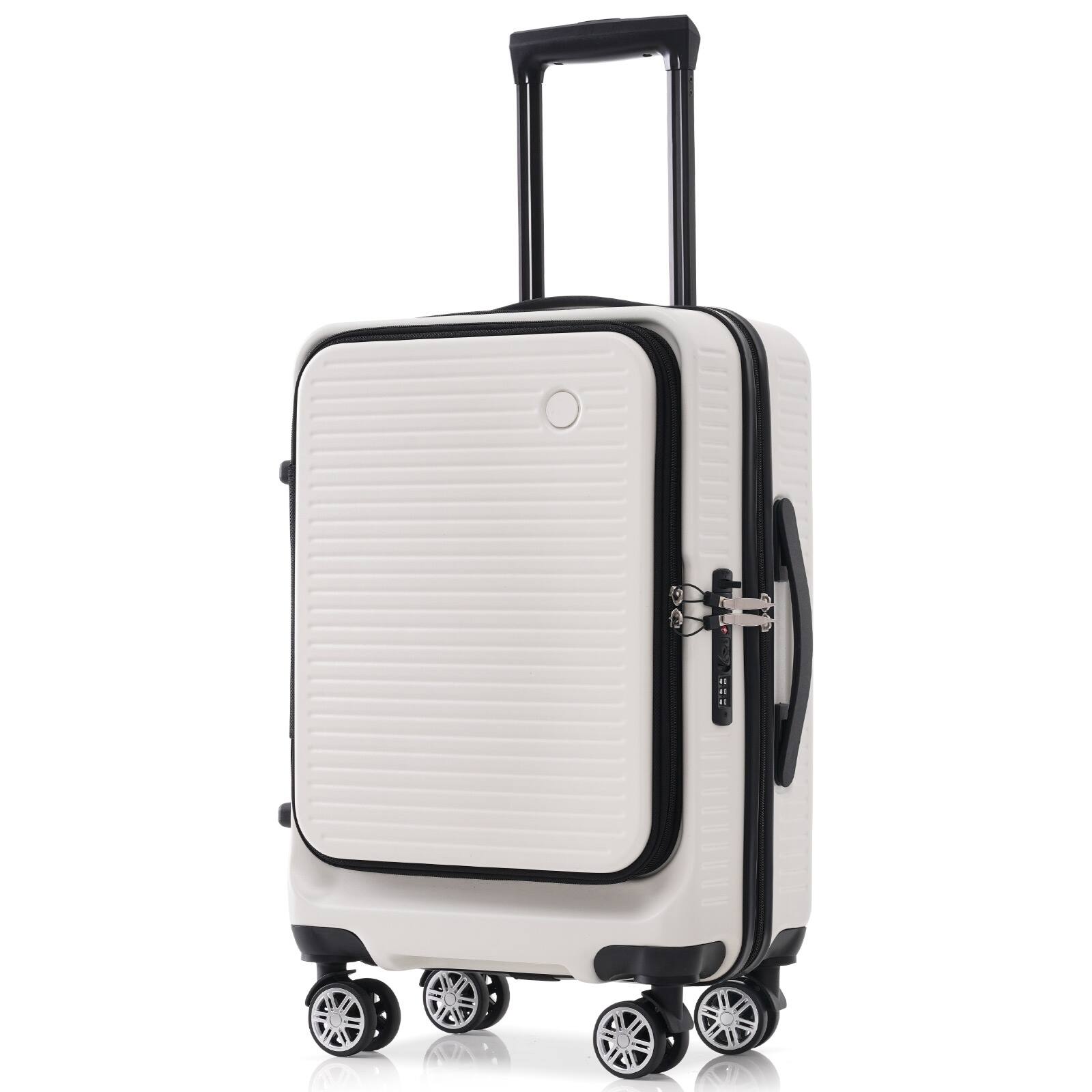 Carryon Luggage 20 Inch Front Open Luggage Lightweight Suitcase with Front Pocket and USB Port